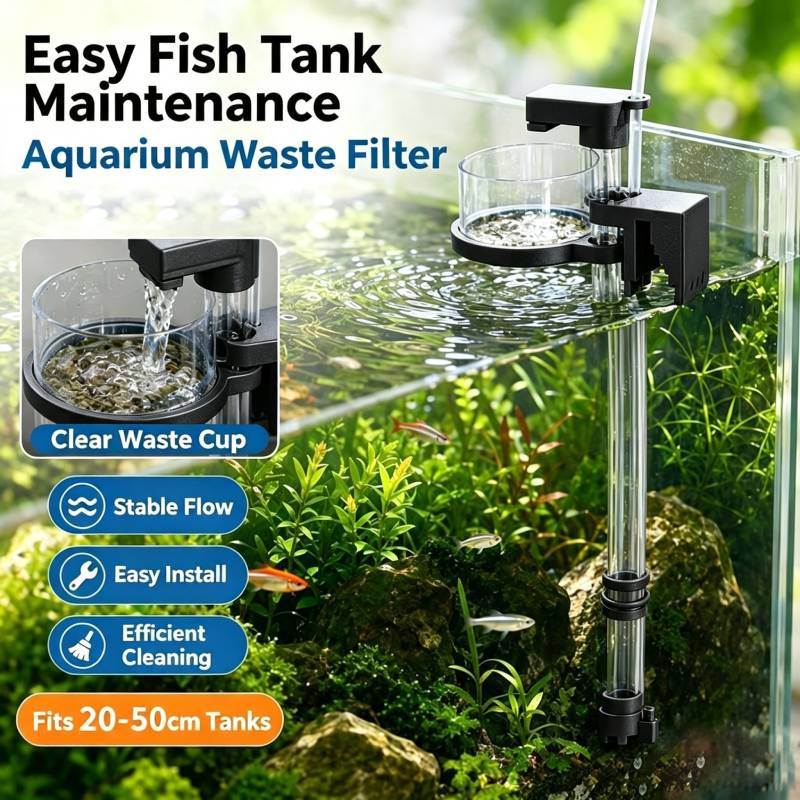 Cleaner Fish Aquarium - เครื่องเก็บขยะปลาในตู้ปลาแบบถอดได้ พร้อมระบบกรองน้ำและตัวกรองน้ำผิวดิน ปรับความยาวได้