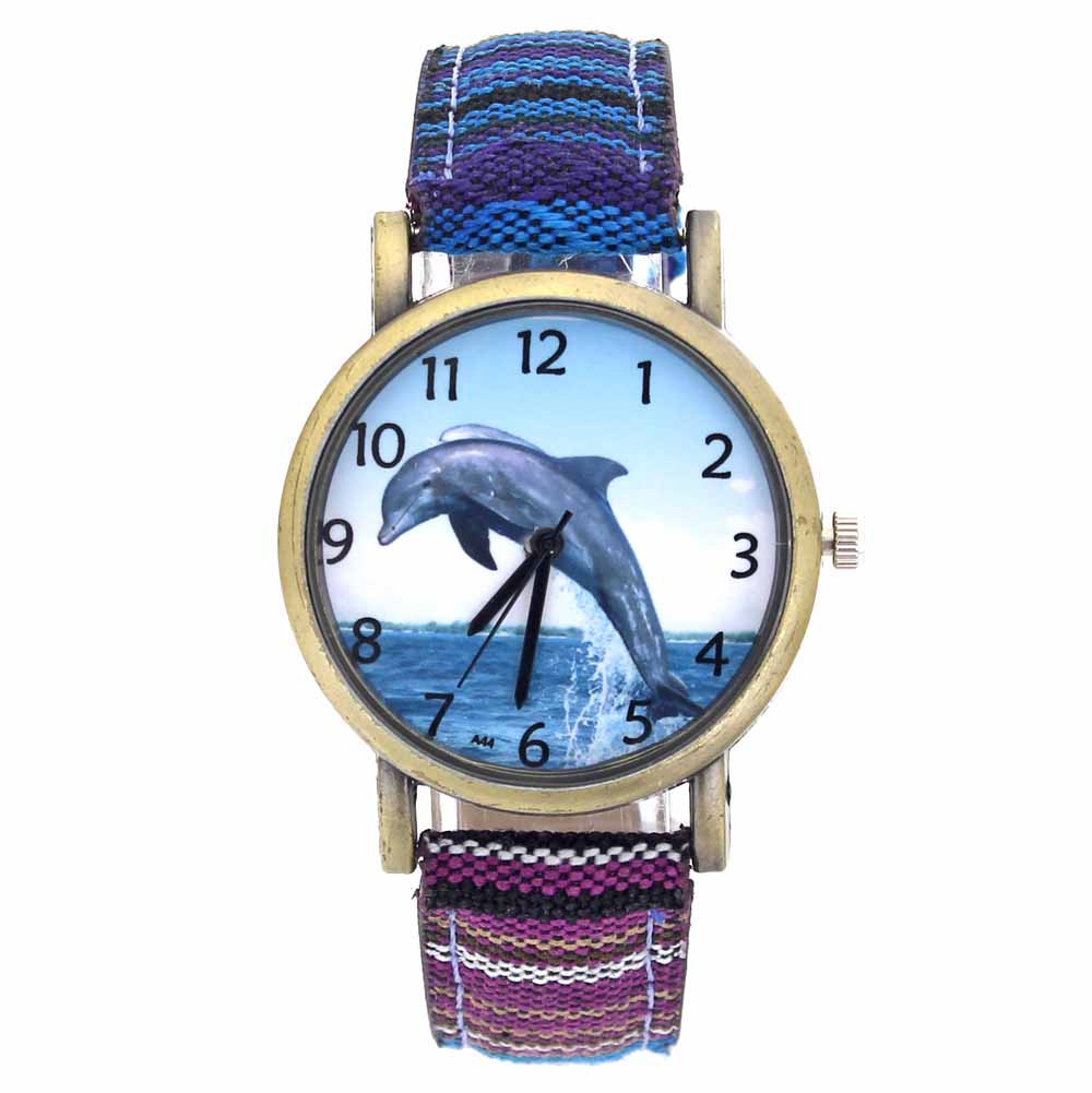 Aquarium Fish Dolphin - รูปแบบDolphin Ocean Aquariumปลาแฟชั่นผู้ชายผู้หญิงผ้าใบกีฬาAnalogนาฬิกาควอตซ์