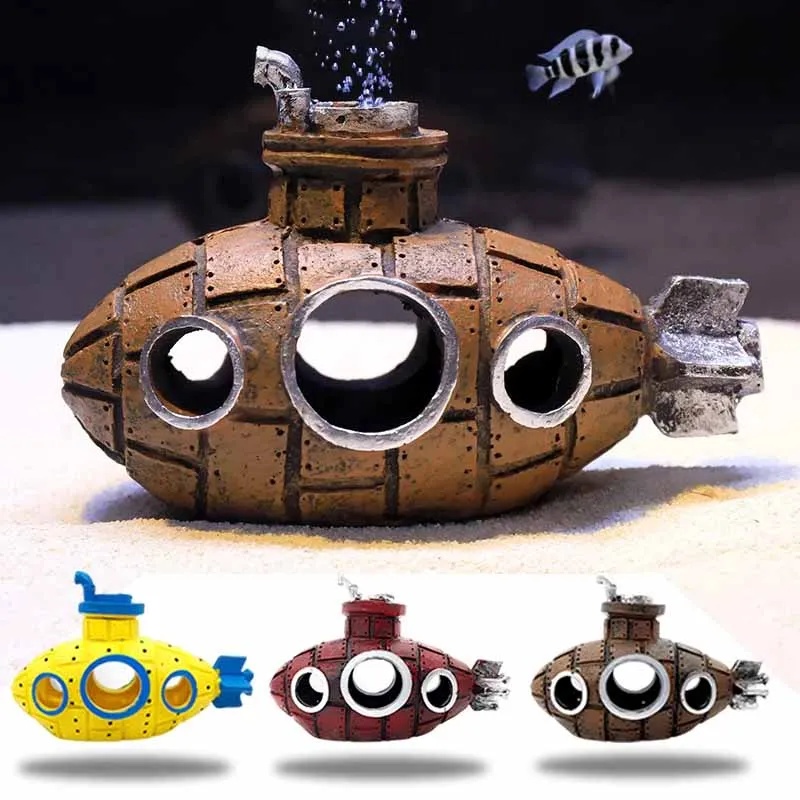 Aquarium Fish For Sale Online - ของตกแต่งเรซิ่นรูปเรือดำน้ำสำหรับตู้ปลา ตกแต่งตู้ปลา ที่หลบภัยสำหรับปลา กุ้ง ถ้ำ ตกแต่งภูมิทัศน์
