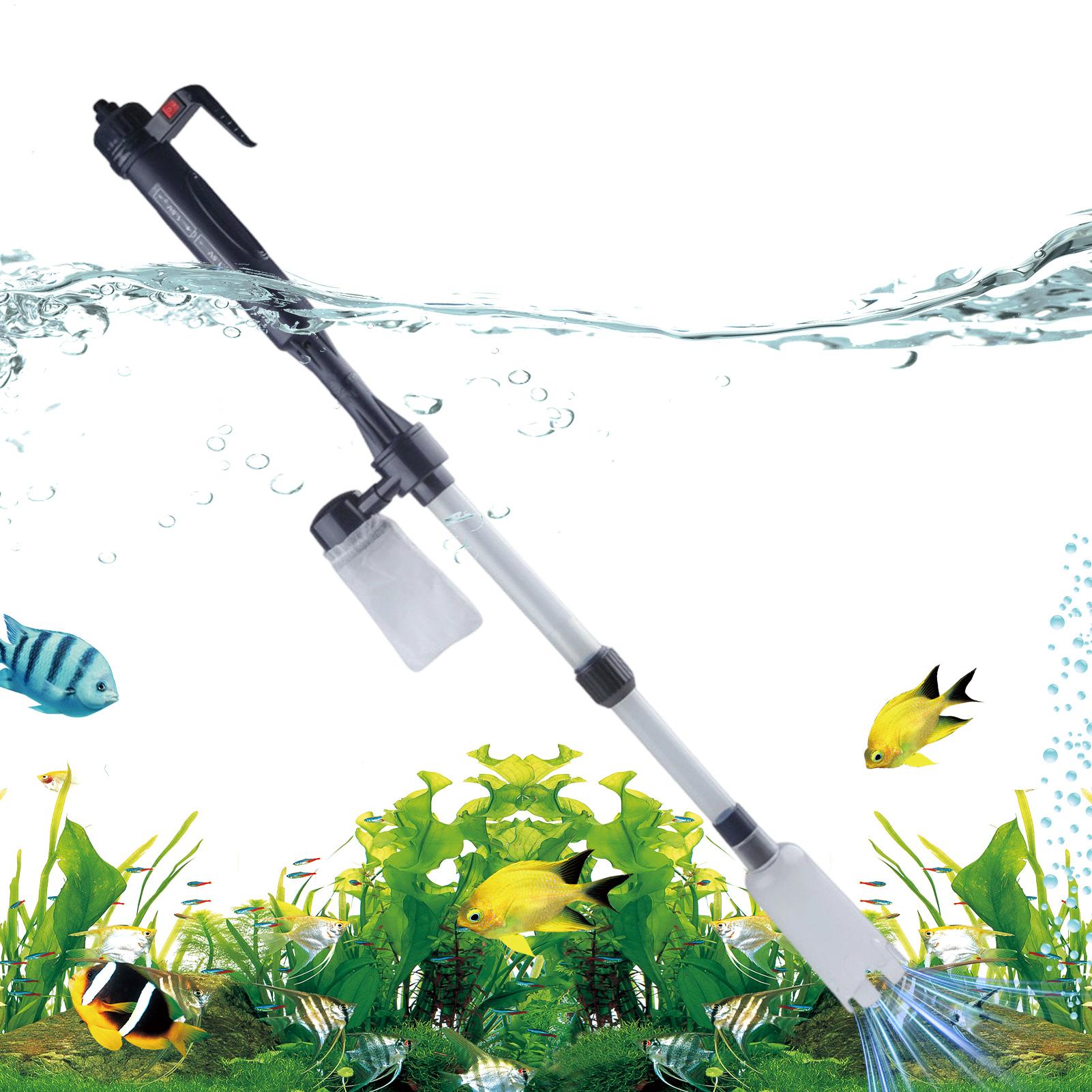 Cleaner Fish Aquarium - เครื่องดูดทรายตู้ปลาแบบปรับระดับได้ด้วยระบบไฟฟ้า พร้อมด้ามจับยืดหดได้ สำหรับทำความสะอาดทรายในตู้ปลา เหมาะสำหรับสำนักงานและอพาร์ตเมนต์