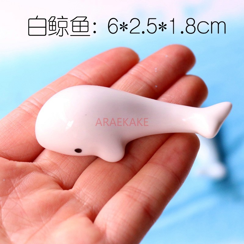 Aquarium Fish Dolphin - ของตกแต่งเซรามิกรูปวาฬและปลาโลมา ลายการ์ตูนเรียบง่ายเคลือบสี สำหรับตู้ปลา ตกแต่งสวนขนาดเล็ก กระถางต้นไม้ไม้อวบน้ำ DIY
